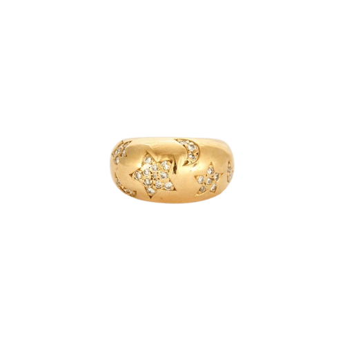 Bague 55 Bague 3 lunes et 3 étoiles en or jaune 18 carats et diamants 58 Facettes LP460/12