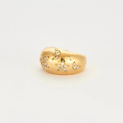 Bague 55 Bague 3 lunes et 3 étoiles en or jaune 18 carats et diamants 58 Facettes LP460/12