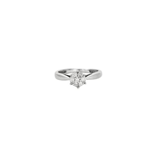 Bague 49 Bague solitaire en or blanc 18 carats et diamants 58 Facettes LP595/10