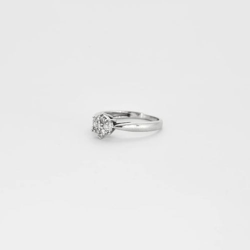 Bague 49 Bague solitaire en or blanc 18 carats et diamants 58 Facettes LP595/10