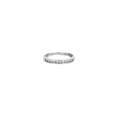 Bague 47 Alliance en or blanc 750 sertie de diamants 58 Facettes LP596/10