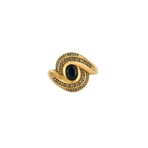 Bague 54 Bague en or jaune avec saphir ovale et diamants 58 Facettes LP833/13