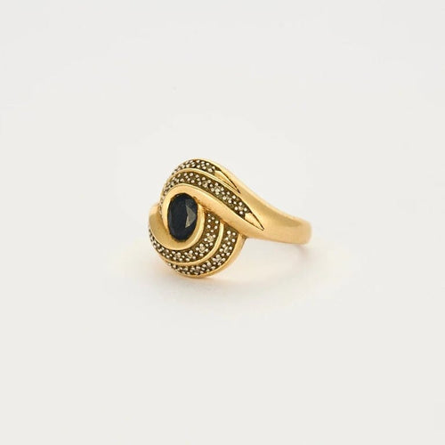 Bague 54 Bague en or jaune avec saphir ovale et diamants 58 Facettes LP833/13