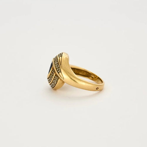 Bague 54 Bague en or jaune avec saphir ovale et diamants 58 Facettes LP833/13