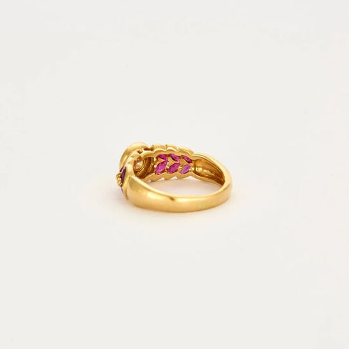 Bague 51.5 Bague en or jaune sertie d’un diamant et de rubis 58 Facettes LP779/13