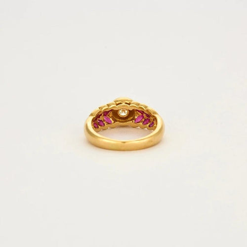 Bague 51.5 Bague en or jaune sertie d’un diamant et de rubis 58 Facettes LP779/13