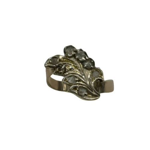 Bague 55 Bague feuillage Art déco en or rose et platine avec diamants 58 Facettes LP888/13