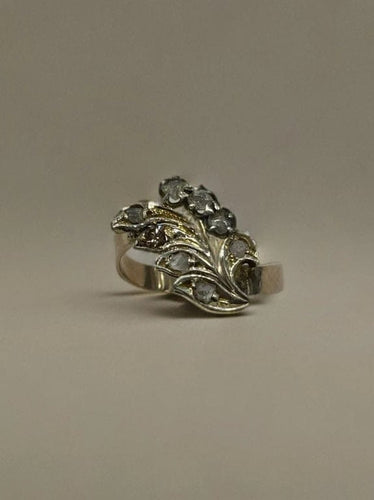 Bague 55 Bague feuillage Art déco en or rose et platine avec diamants 58 Facettes LP888/13