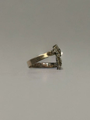 Bague 55 Bague feuillage Art déco en or rose et platine avec diamants 58 Facettes LP888/13