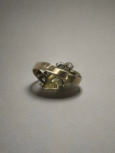 Bague 55 Bague feuillage Art déco en or rose et platine avec diamants 58 Facettes LP888/13