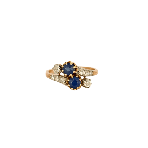 Bague 54 Bague Toi et Moi en or rose et blanc, saphirs et diamants 58 Facettes LP913/BET