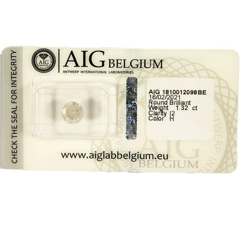 Collier Diamant scellé - Diamant taille brillant ronde 1,32 ct avec certificat AIG 58 Facettes LP302