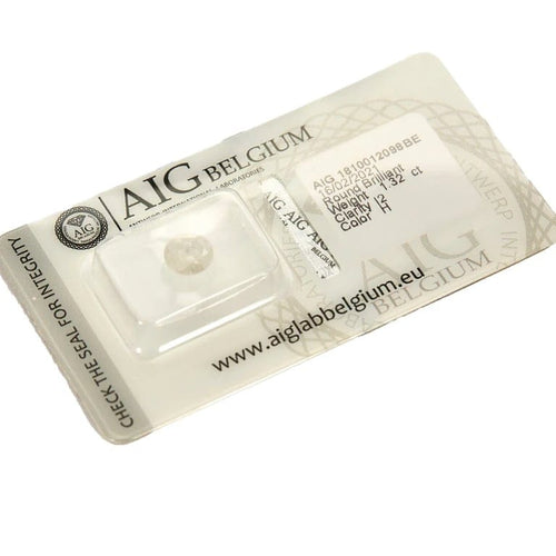 Collier Diamant scellé - Diamant taille brillant ronde 1,32 ct avec certificat AIG 58 Facettes LP302