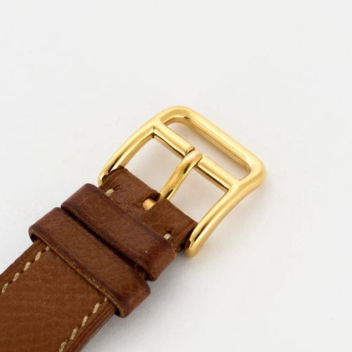 Montre Hermès Médor - Montre en acier et cuir marron 58 Facettes LP860/7