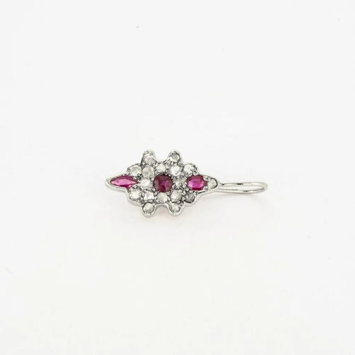 Boucles d'oreilles Boucles d’oreilles dormeuses en or blanc 750 avec diamants et rubis 58 Facettes LP782/16