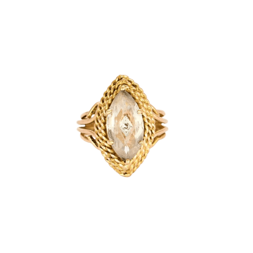 Bague 52 Bague en or jaune 750 avec goshénite et diamant 58 Facettes LP651/13