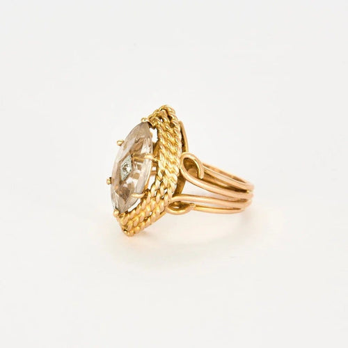 Bague 52 Bague en or jaune 750 avec goshénite et diamant 58 Facettes LP651/13