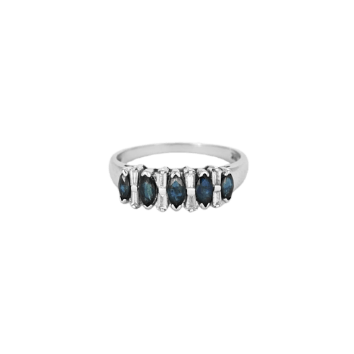 Bague 55 Bague anneau en or blanc 750 sertie de saphirs et diamants 58 Facettes LP970/13