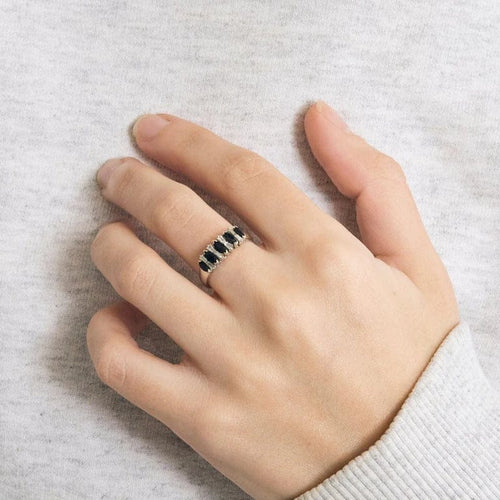 Bague 55 Bague anneau en or blanc 750 sertie de saphirs et diamants 58 Facettes LP970/13