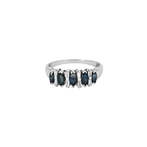 Bague 55 Bague anneau en or blanc 750 sertie de saphirs et diamants 58 Facettes LP970/13