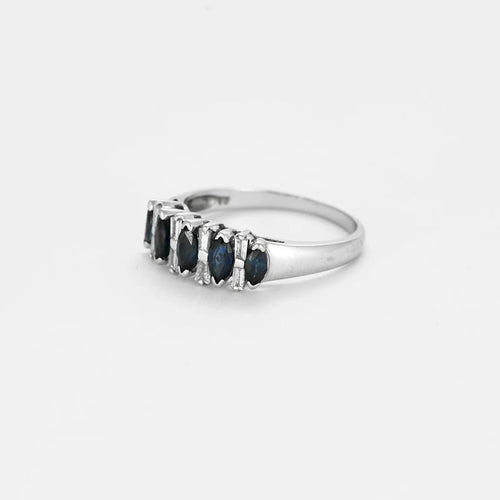 Bague 55 Bague anneau en or blanc 750 sertie de saphirs et diamants 58 Facettes LP970/13