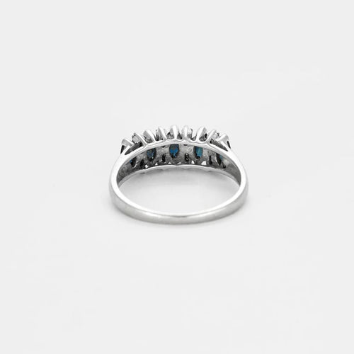 Bague 55 Bague anneau en or blanc 750 sertie de saphirs et diamants 58 Facettes LP970/13