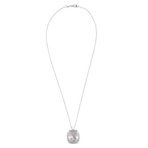 Collier Collier - Pendentif rectangulaire en or blanc avec améthyste et diamants 58 Facettes LP981/16