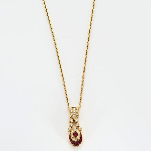 Collier Collier - Pendentif en or jaune avec diamants et rubis 58 Facettes LP988/9