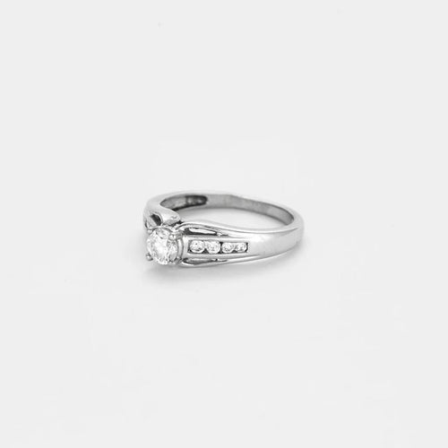 Bague 51 Solitaire - Bague en or blanc 18 carats et diamants 58 Facettes LP973/13