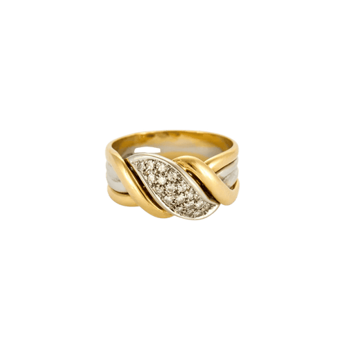 Bague 55 Bague en or jaune et blanc 18 ct sertie de diamants 58 Facettes LP983/13