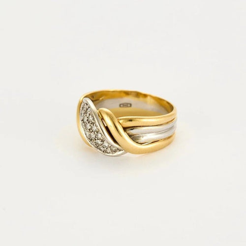 Bague 55 Bague en or jaune et blanc 18 ct sertie de diamants 58 Facettes LP983/13