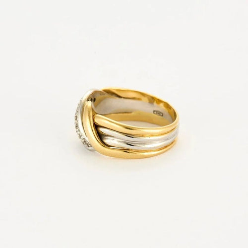Bague 55 Bague en or jaune et blanc 18 ct sertie de diamants 58 Facettes LP983/13