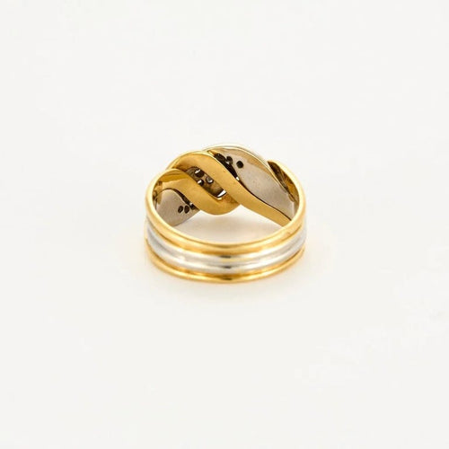 Bague 55 Bague en or jaune et blanc 18 ct sertie de diamants 58 Facettes LP983/13