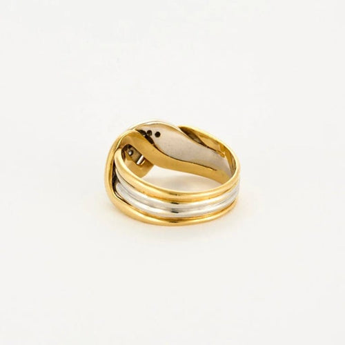 Bague 55 Bague en or jaune et blanc 18 ct sertie de diamants 58 Facettes LP983/13