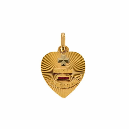 Pendentif Augis - Pendentif cœur « + qu’hier - que demain » en or jaune, rubis 58 Facettes LP1032/16