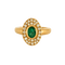 Bague 57 Bague en or jaune 750 avec émeraude ovale et diamants 58 Facettes LP1053/12