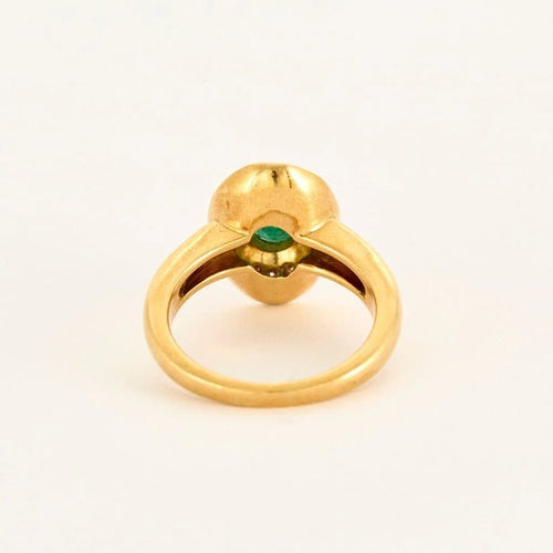 Bague 57 Bague en or jaune 750 avec émeraude ovale et diamants 58 Facettes LP1053/12