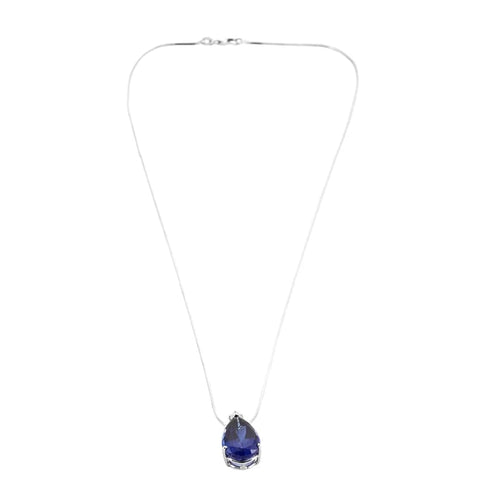 Collier Collier - Pendentif goutte d’eau en or blanc avec saphir et diamant 58 Facettes LP1107/16