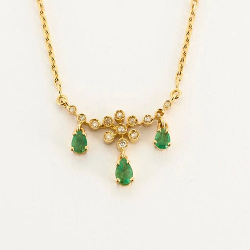 Collier Collier en or jaune 18 carats serti de diamants et émeraudes 58 Facettes LP1040/16