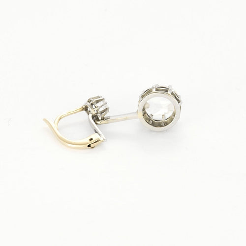 Boucles d'oreilles Paire de Dormeuse en or jaune et or gris, diamants taillés en rose 58 Facettes MON1230-1