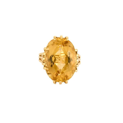 Bague 53 Bague en or jaune 18 carats avec citrine ovale 8,1 ct 58 Facettes LP1084/14