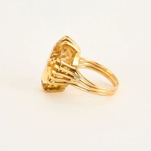 Bague 53 Bague en or jaune 18 carats avec citrine ovale 8,1 ct 58 Facettes LP1084/14
