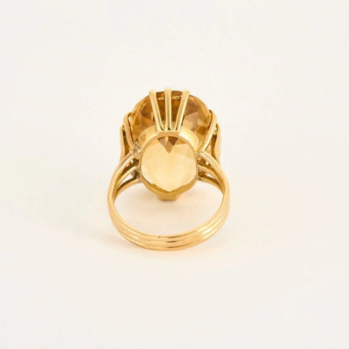Bague 53 Bague en or jaune 18 carats avec citrine ovale 8,1 ct 58 Facettes LP1084/14