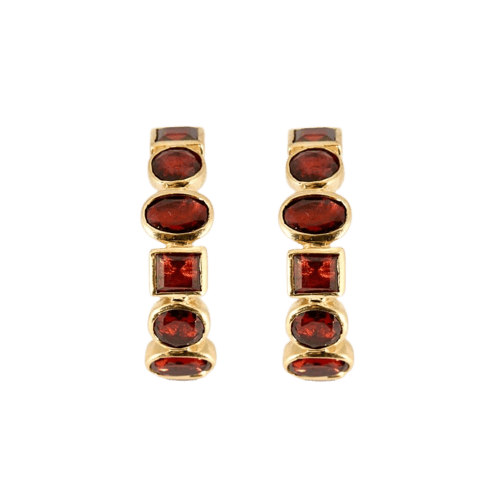 Bague 49 MMA - Parure bague et boucles d’oreilles en or jaune et grenats 58 Facettes LP986-LP987/15