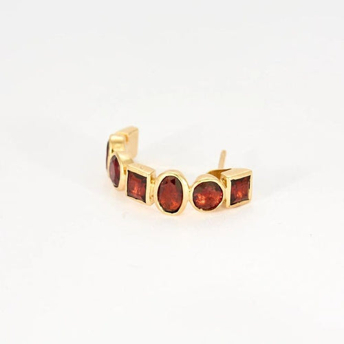 Bague 49 MMA - Parure bague et boucles d’oreilles en or jaune et grenats 58 Facettes LP986-LP987/15