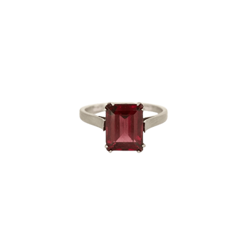 Bague 55.5 Solitaire - Bague en platine 950 sertie d’une rubellite 58 Facettes LP1083/15
