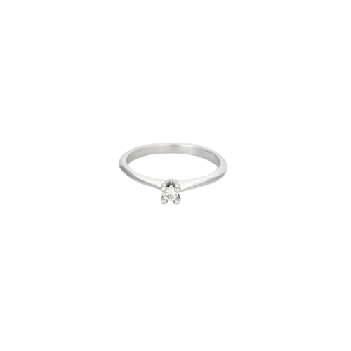 Bague 51.5 Solitaire - Bague en or blanc 18K et diamant taille brillant 0,08 ct 58 Facettes LP1068/12