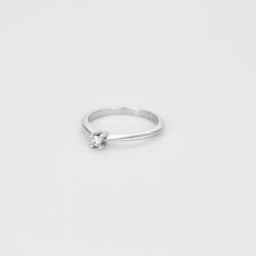 Bague 51.5 Solitaire - Bague en or blanc 18K et diamant taille brillant 0,08 ct 58 Facettes LP1068/12
