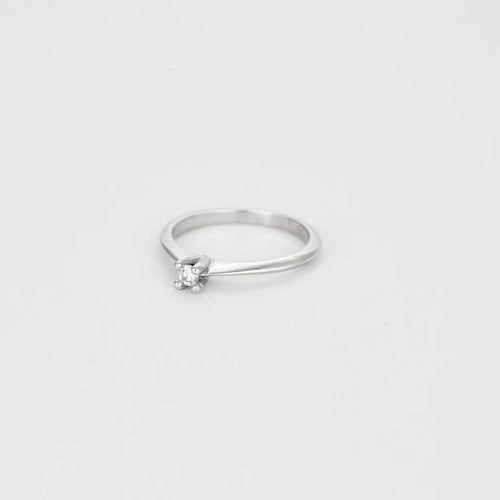 Bague 51.5 Solitaire - Bague en or blanc 18K et diamant taille brillant 0,08 ct 58 Facettes LP1068/12