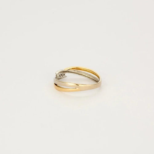 Bague 54.5 Bague Union - Alliance en or jaune et blanc 18 carats et diamants 58 Facettes LP1037/12